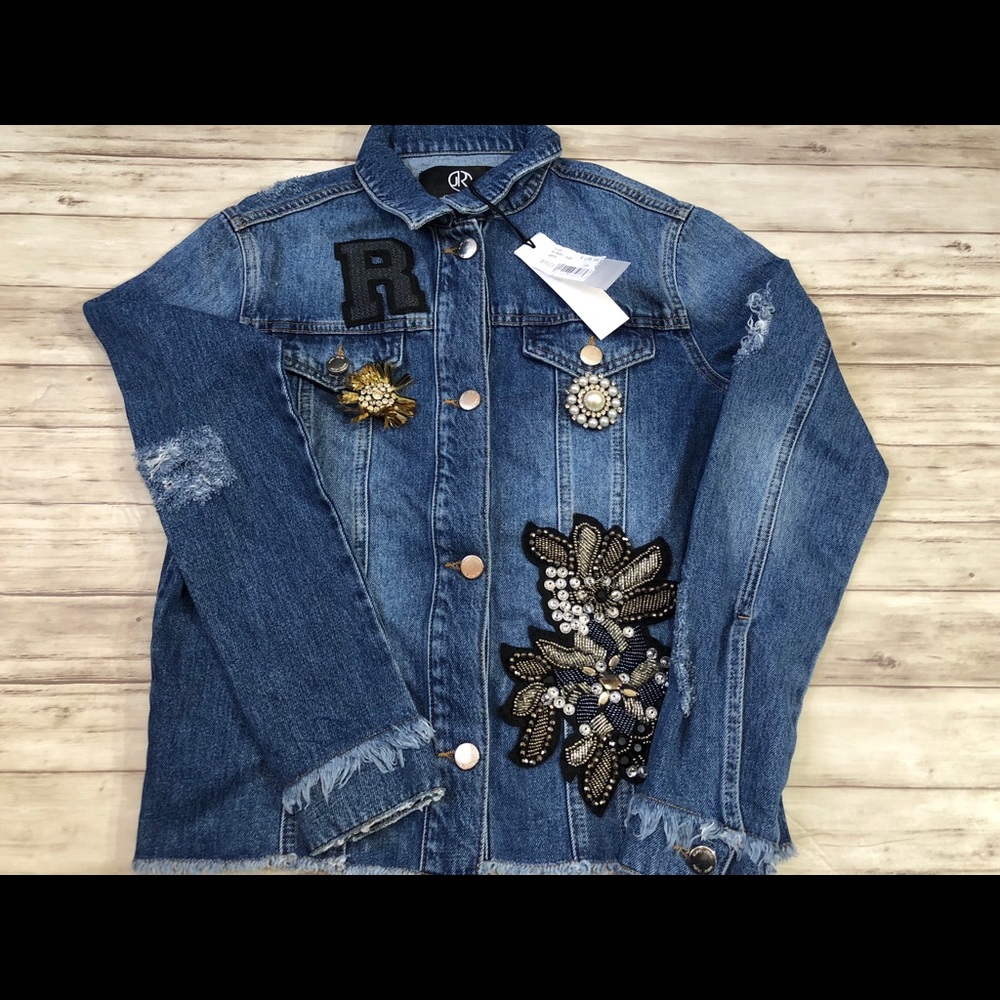 Relish Jeans Beaded Embellish Denim Jacket